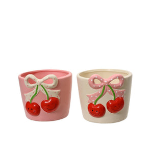 Decoris bloempot kersen dolomiet ø10,4xh9,1cm 2 assorti