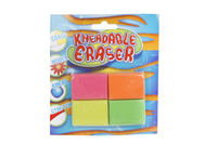 Kneedgum 4 stuks op kaart - 4,5 x 3 cm