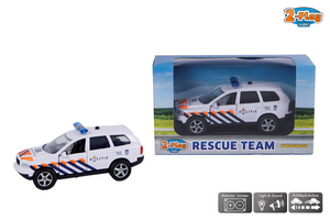 2-play politiewagen pull-back met licht en geluid 11 cm wit
