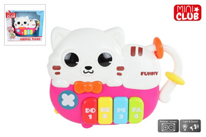Mini club poes dierenpiano met licht en geluid 15cm