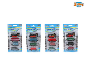 2-play locomotief met 3 aanhangers die cast pull back 4ass