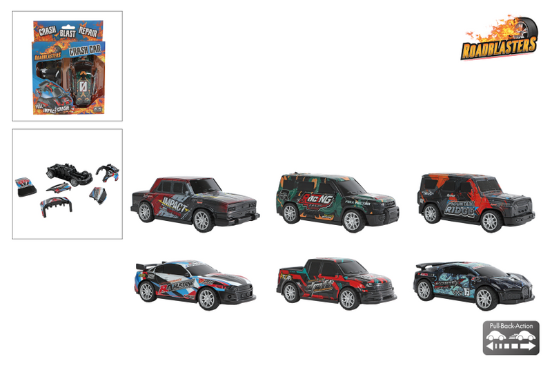 Afbeelding laden in galerijviewer, Roadblasters bump and crash auto pull back 6ass 12cm
