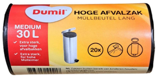 Dumil hoge afvalzakken m 30l rol a 20st