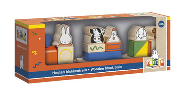 Bambolino nijntje houten speelgoed blokkentrein, trein met blokken - peuter kleuter educatief speelgoed - vanaf 1,5 jaar - toys cadeau tip