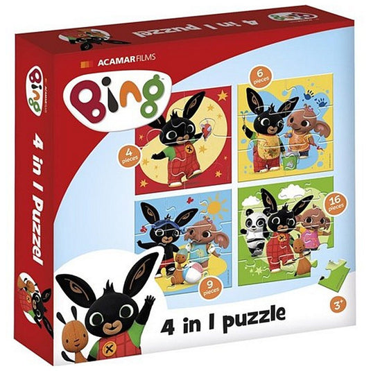 Bambolino bing puzzel 4 in 1 educatief peuter speelgoed - kinderpuzzel 4x6x9x16 stukjes leren puzzelen - cadeautip puzzel 3 jaar en ouder - toys