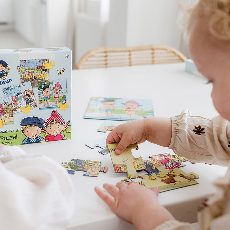 Afbeelding laden in galerijviewer, Bambolino fien en teun 4in1 puzzel 4-16 stukjes
