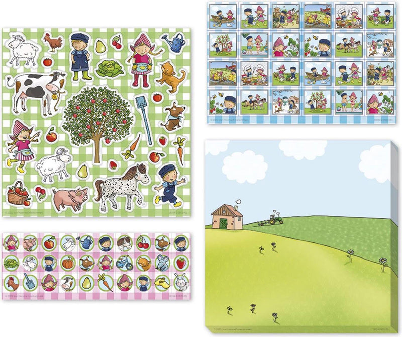 Chargez l'image dans la visionneuse de la galerie, Fien teun stickers - 3 stickervellen met speelachtergrond - creatief speelgoed - boerderij - bambolino toys - vanaf 3 jaar
