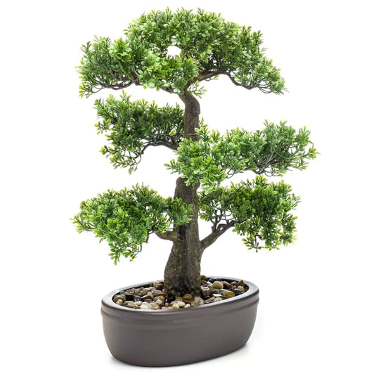 Emerald kunstplant in bruine pot ficus minibonsai 43 cm