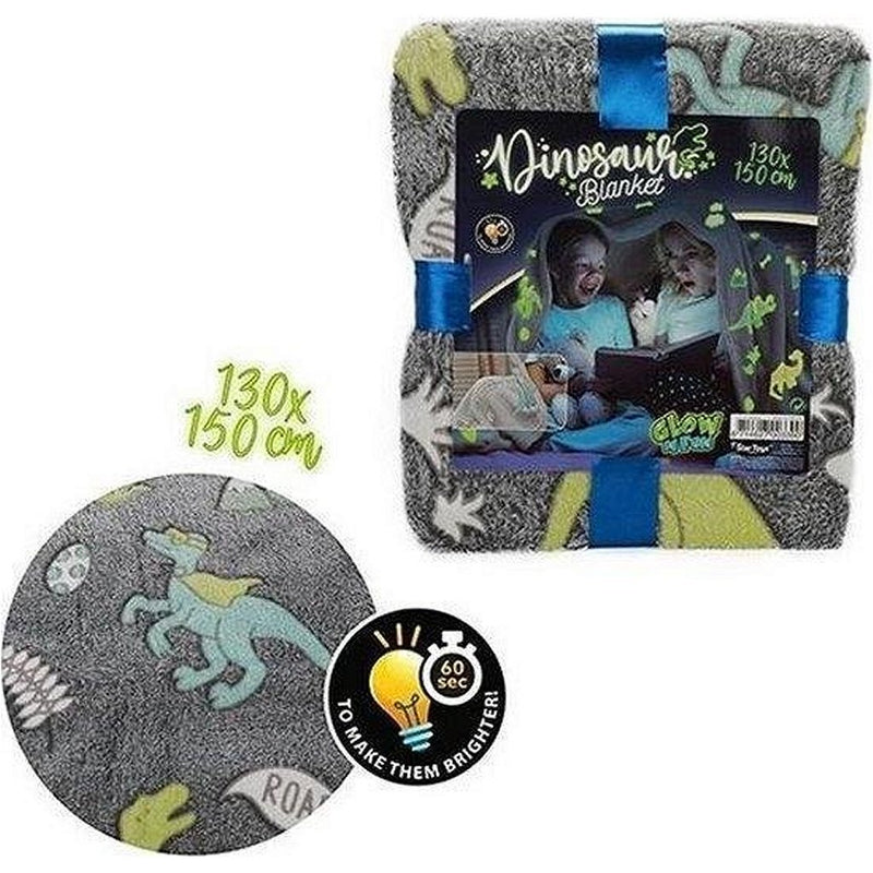 Load image into Gallery viewer, Toi-toys star toys glow in the dark dino deken 150x130 cm
