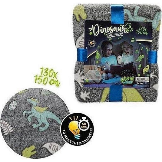 Toi-toys star toys glow in the dark dino deken 150x130 cm