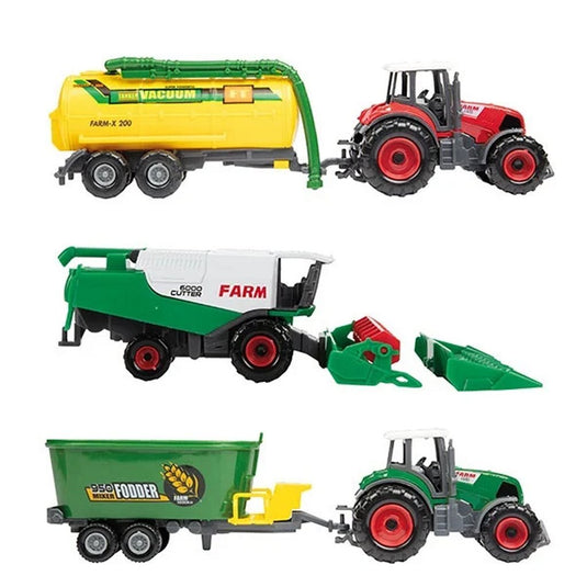 Toi-toys metal landbouw set 6-delig tractor + aanhanger 4 assorti