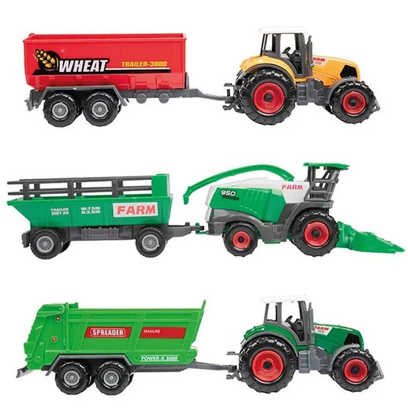Chargez l'image dans la visionneuse de la galerie, Toi-toys metal landbouw set 6-delig tractor + aanhanger 4 assorti
