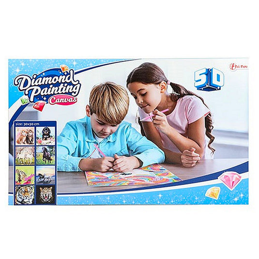 Toi-toys diamond painting op gespannen canvas 30x30cm verschillende kleuren
