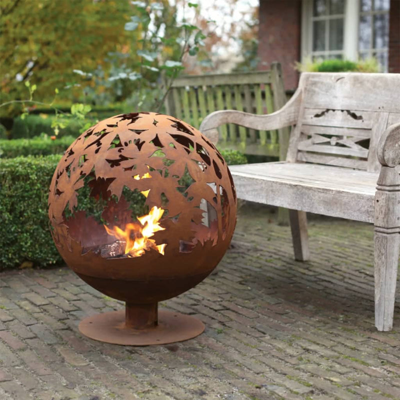 Load image into Gallery viewer, Esschert Design Esschert Design Vuurkorf laser gesneden bladeren roestkleurig FF293
