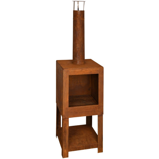 Esschert design tuinhaard met houtopslag roestkleurig ff298