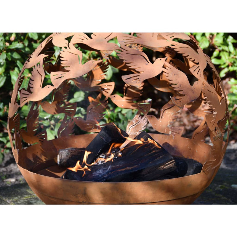 Load image into Gallery viewer, Esschert design vuurplaats laser gesneden vogels roestkleurig
