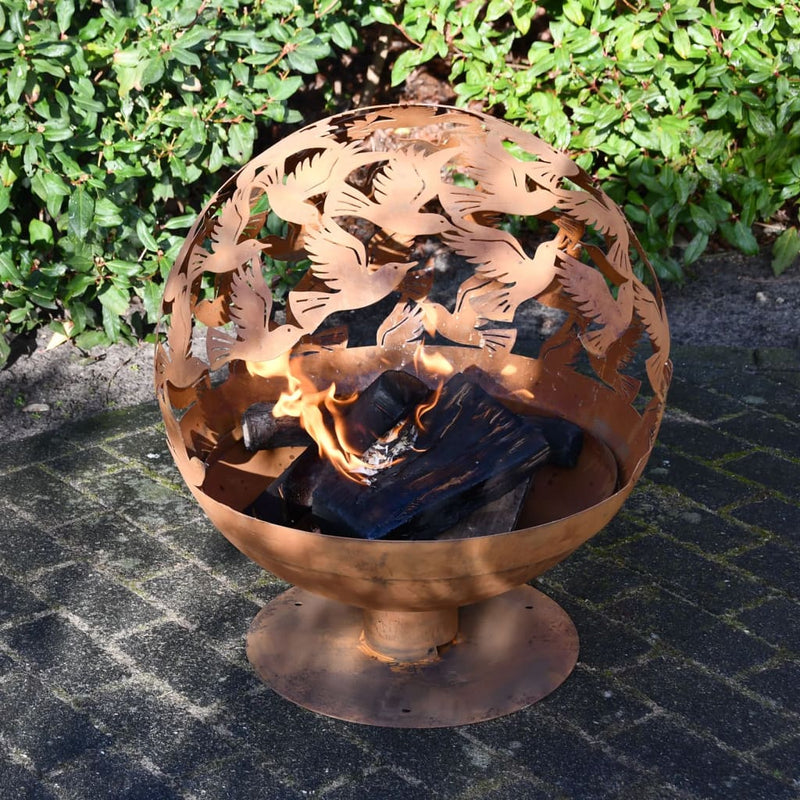 Load image into Gallery viewer, Esschert design vuurplaats laser gesneden vogels roestkleurig
