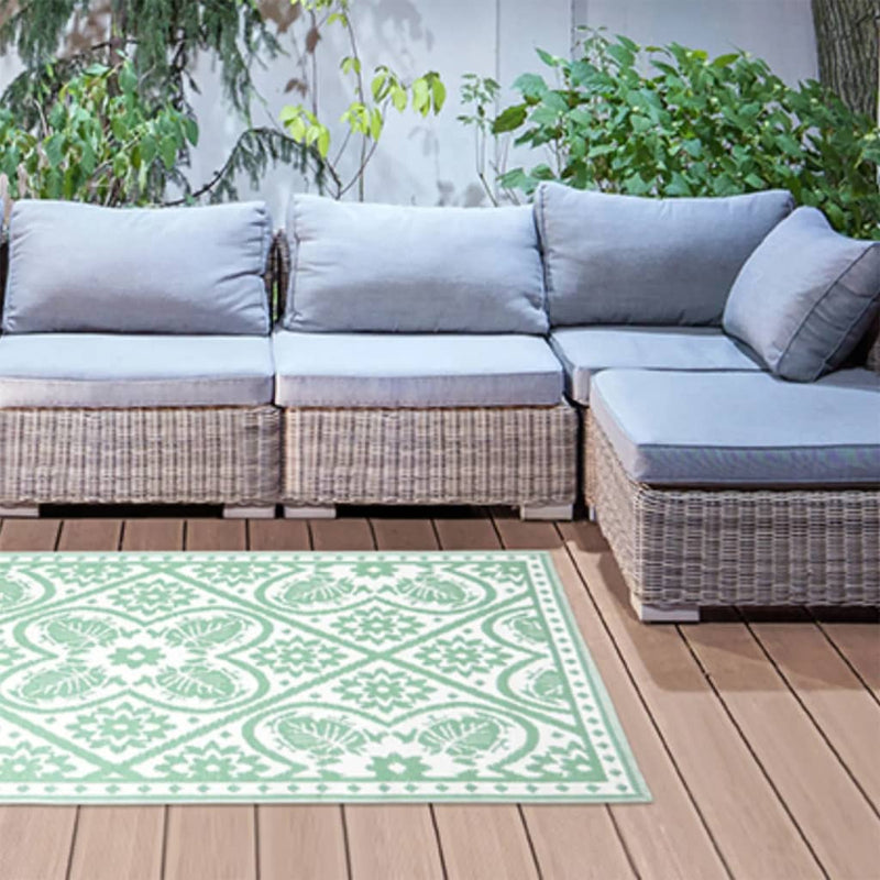 Load image into Gallery viewer, Esschert design buitenkleed 182x122 cm groen en wit
