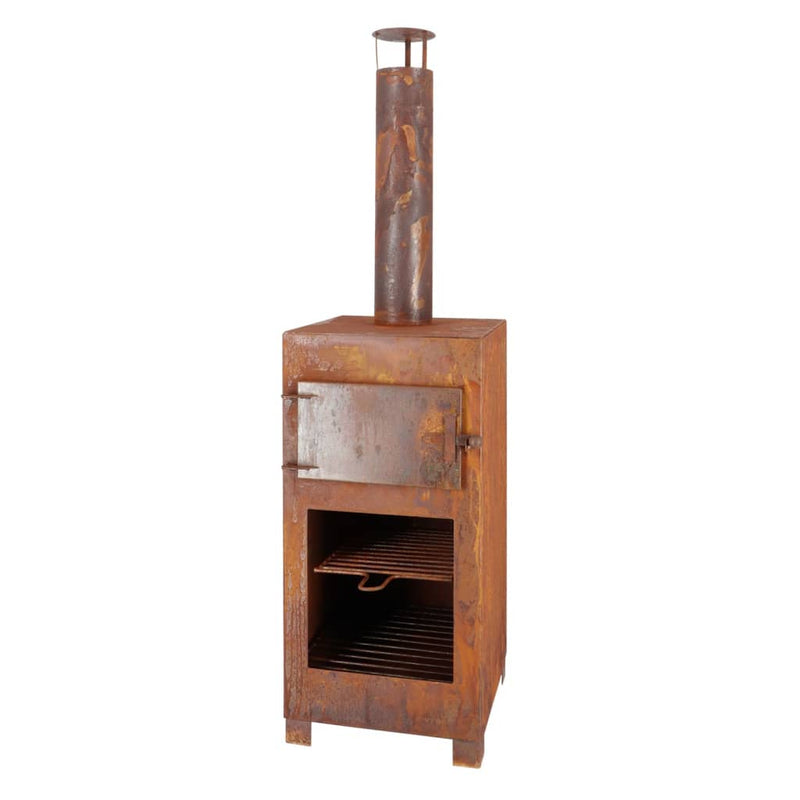 Load image into Gallery viewer, Esschert design terraskachel met pizzaoven roestkleurig
