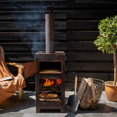 Esschert design terraskachel met pizzaoven roestkleurig