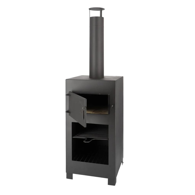 Load image into Gallery viewer, Esschert design terraskachel met pizzaoven zwart
