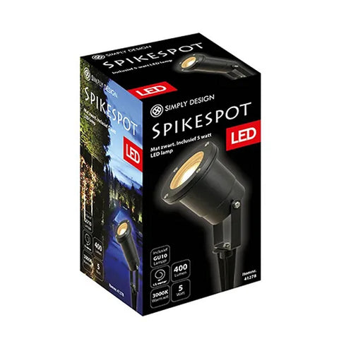 Simply design simply design led spikespot gu10 5w 3000k zwart metaal