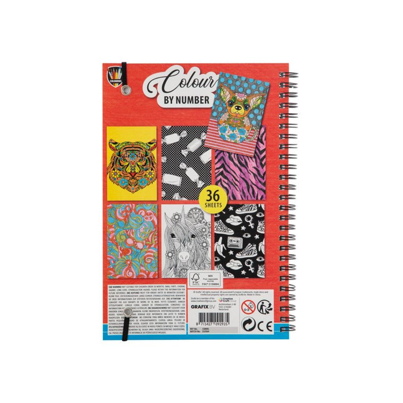 Load image into Gallery viewer, Grafix kleuren op nummer kleurboek met kleurpotloden.
