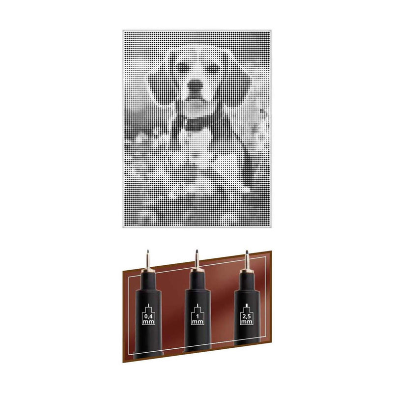 Load image into Gallery viewer, Craft id stippenkunst op doek hond - 40 x 30 cm - incl. fineliners
