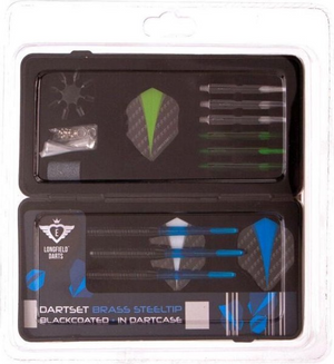 Longfield steeltip darts set – compleet – blackcoated – dartpijlen – inclusief dartcase, flights, shafts accessoires –