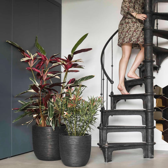 Capi bloempot nature rib 35x34 cm zwart kblr932