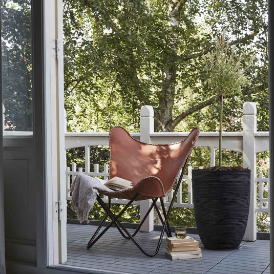 Capi bloempot nature rib elegant laag 46x58 cm zwart pkblr783