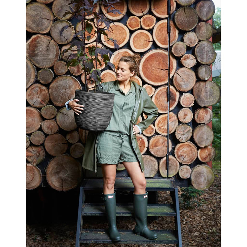 Load image into Gallery viewer, Capi bloempot nature rib 35x34 cm antraciet kofz932
