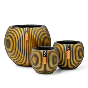 Capi 3-delige bloempottenset groove goudkleurig