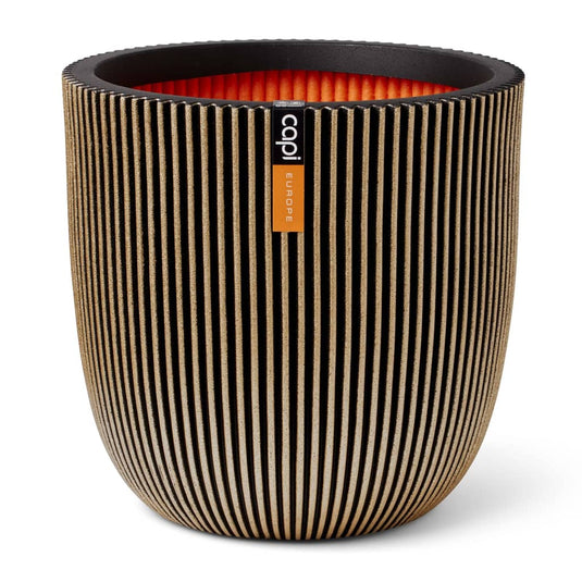 Capi plantenbak groove 35x34 cm zwart en goudkleurig