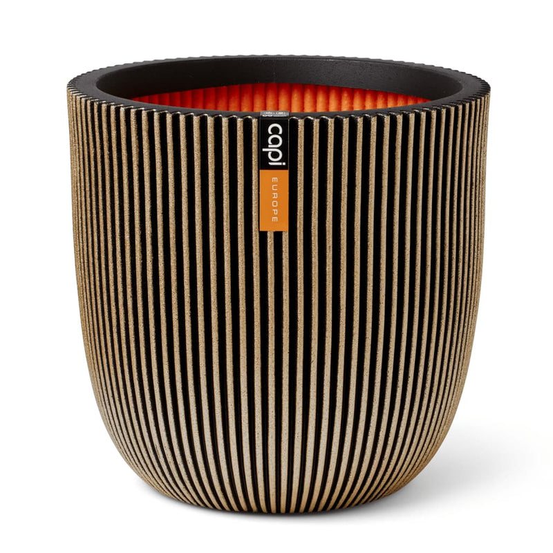 Load image into Gallery viewer, Capi plantenbak groove 43x41 cm zwart en goudkleurig

