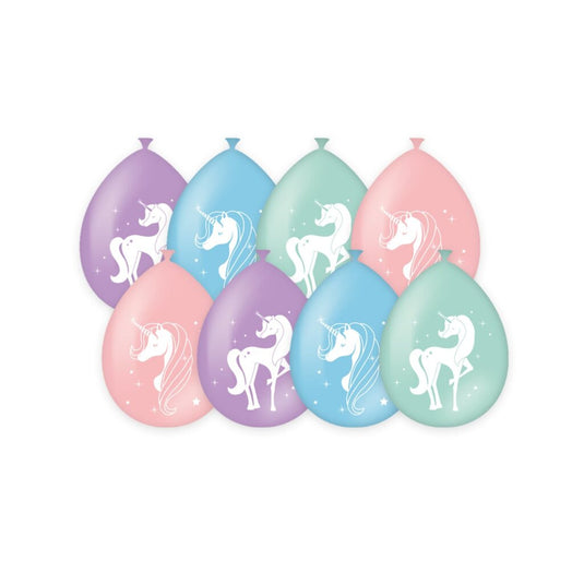 Pd-party party ballonnen eenhoorn 8 stuks roze paars blauw groen