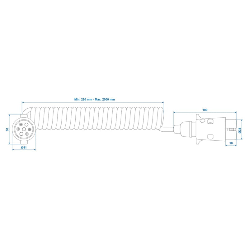 Load image into Gallery viewer, Proplus spiraalkabel met 2x7-pins stekker 3 m
