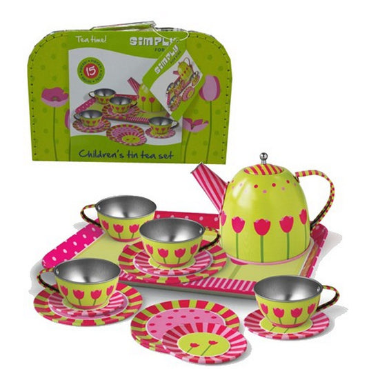 Simply for kids tinnen tulpen theeservies in koffer