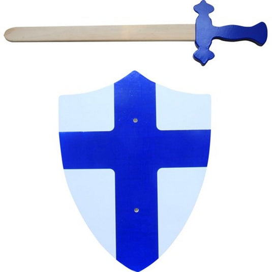 Simply for kids houten zwaard en schild blauw