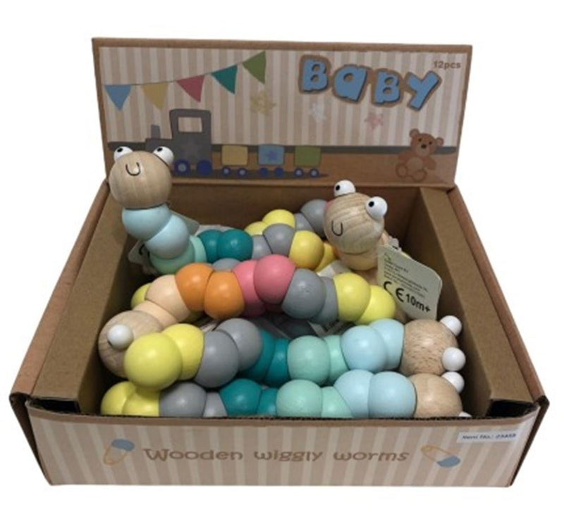 Afbeelding laden in galerijviewer, Houten wiggly worm. pastelkleur. 3+
