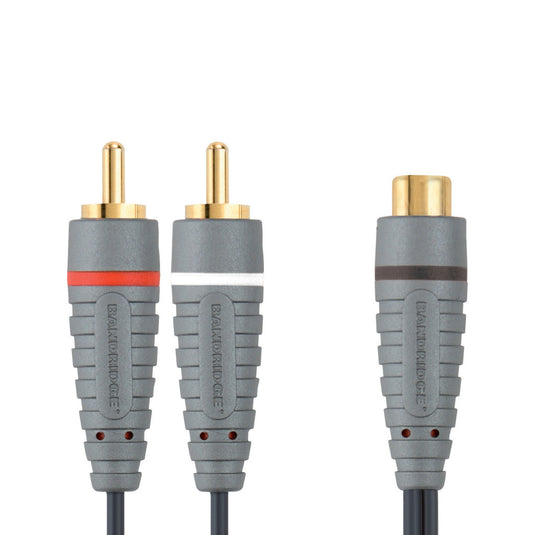 Bandridge bal4600 subwooferkabel 2x rca male - rca female 0.20 m blauw