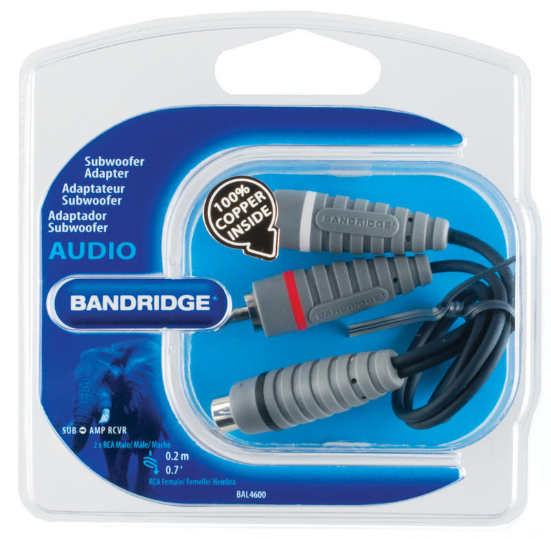 Load image into Gallery viewer, Bandridge bal4600 subwooferkabel 2x rca male - rca female 0.20 m blauw

