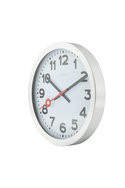 Load image into Gallery viewer, Nextime ne-3998ar wandklok dia. 19 cm, geborsteld aluminium, 'station'

