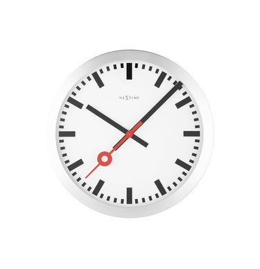 Nextime station – wandklok tafelklok – 19 cm – geborsteld aluminium – wit