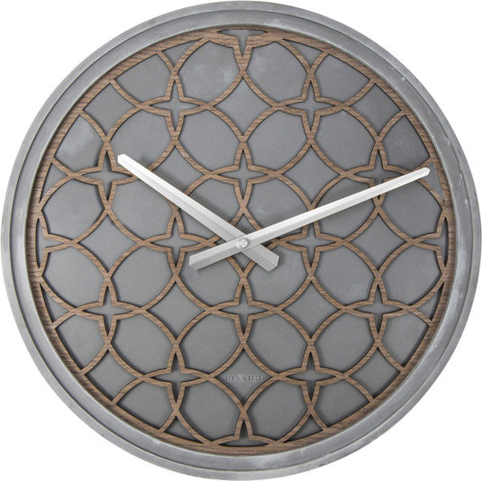 Nextime ne-3212br wandklok dia. 39.5 cm, polyresin hout, grijs