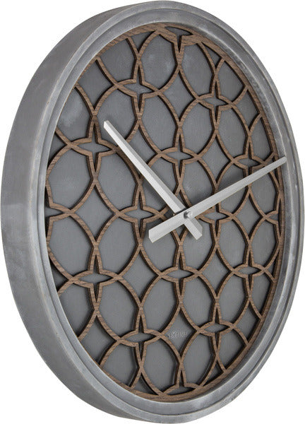 Nextime ne-3212br wandklok dia. 39.5 cm, polyresin hout, grijs