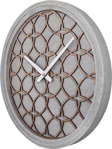 Nextime ne-3212br wandklok dia. 39.5 cm, polyresin hout, grijs