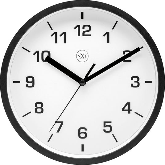 Nextime nx-7321zw wandklok nxt diameter 20cm kunststof zwart, witte wijzerplaat
