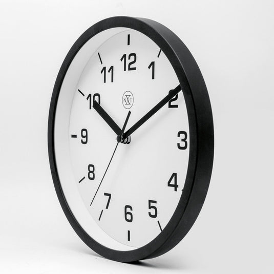 Nextime nx-7321zw wandklok nxt diameter 20cm kunststof zwart, witte wijzerplaat