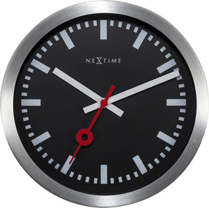 Nextime ne-3998stzw wandklok #039;station #039; oslash;19 cm, geborsteld aluminium zwart